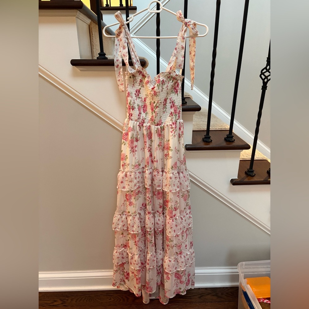 Floral Tiered Maxi Dress with Tie Straps Altar’d state